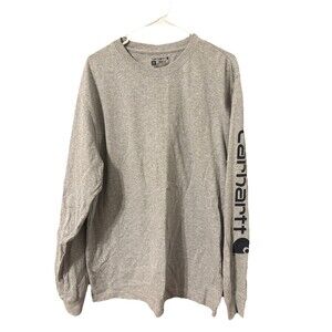 Carhartt Men's Long Sleeve Crew Neck T-Shirt Gray Size M Medium Loose Fit Work